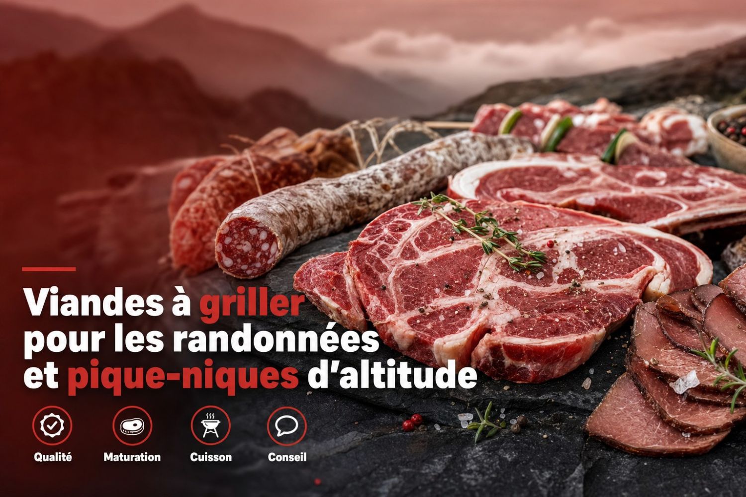 Viandes à griller pour les randonnées et pique-niques d'altitude